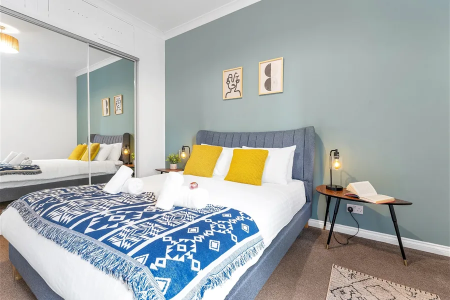 A PropertyFlow-managed short-term rental bedroom