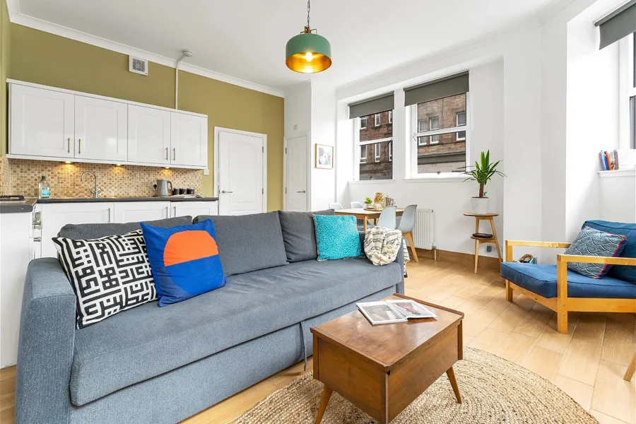 A PropertyFlow-managed short-term rental living room