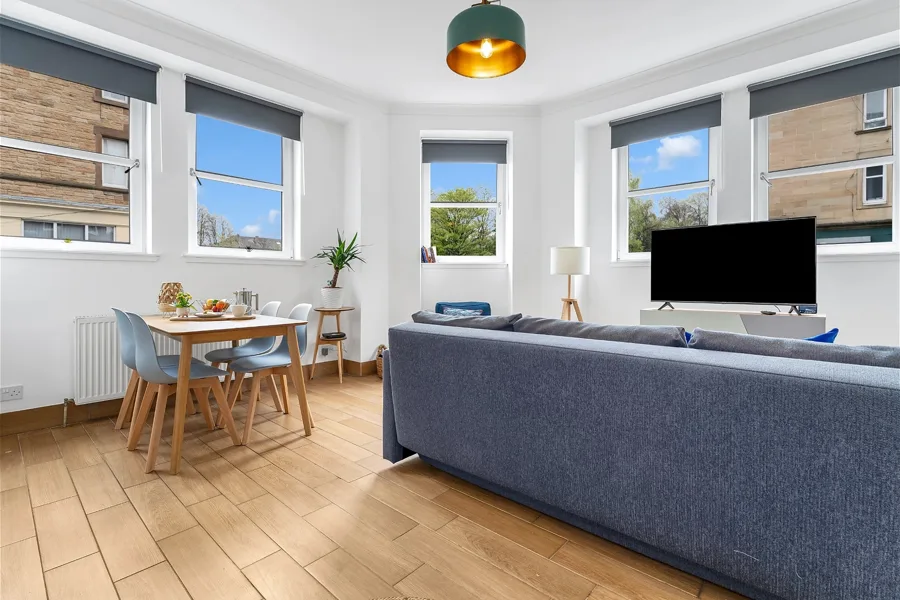A PropertyFlow-managed short-term rental living room